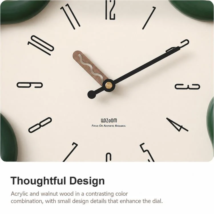 wozoom Flower Shaped Wall Clock Silent Creamy Style Decorative Clock, Spec: Minimalist Red - Image 5
