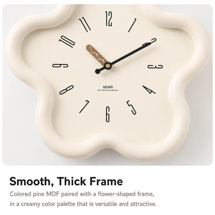 wozoom Flower Shaped Wall Clock Silent Creamy Style Decorative Clock, Spec: Swing Red - Image 6