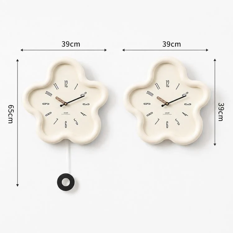 wozoom Flower Shaped Wall Clock Silent Creamy Style Decorative Clock, Spec: Swing Red - Image 9