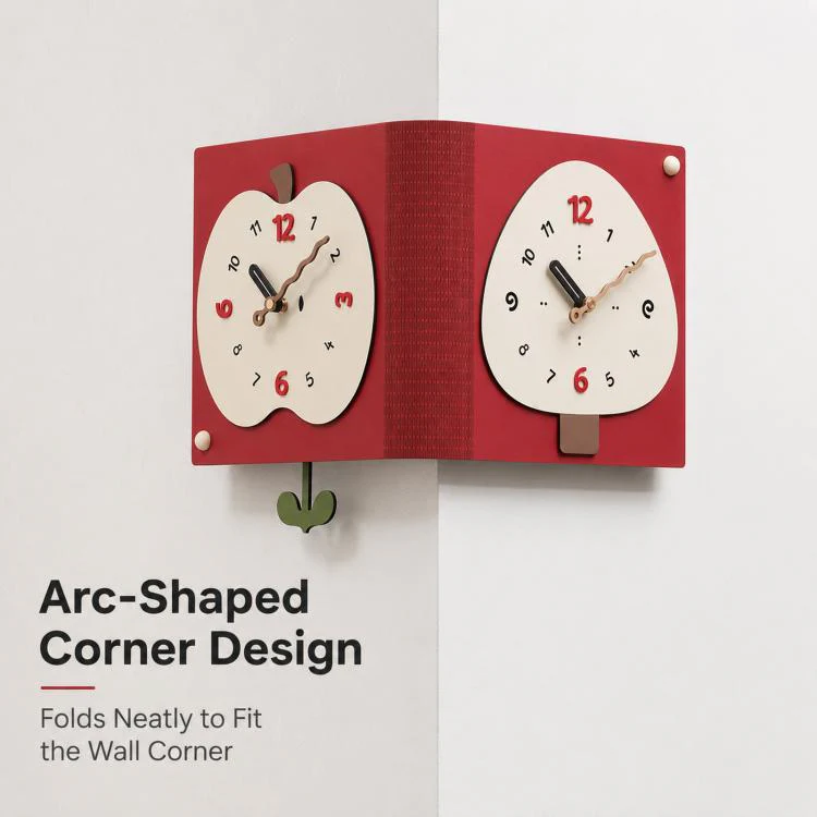 wozoom Living Room Minimalist Double-Sided Wall Clock Corner Decorative Clock, Spec: Beige Large - Image 3