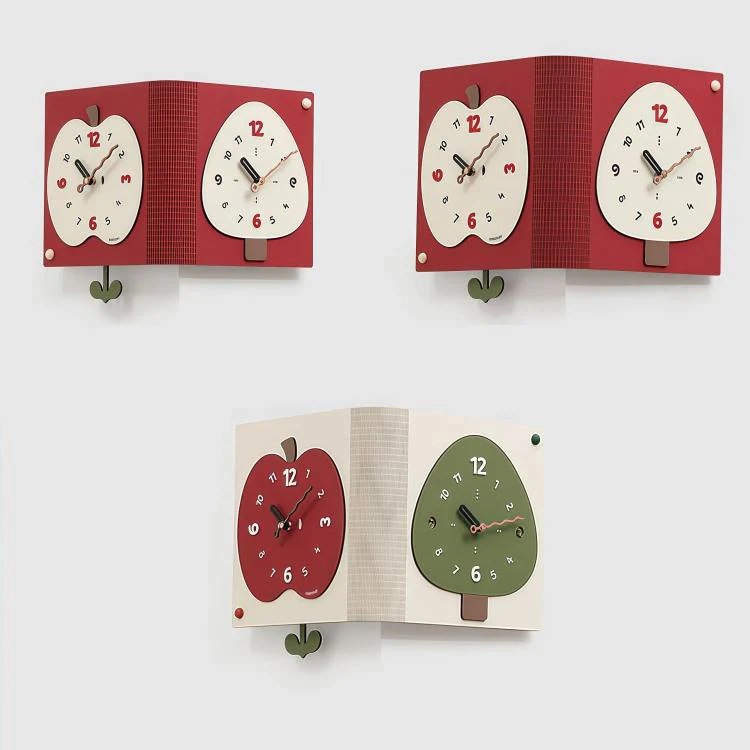 wozoom Living Room Minimalist Double-Sided Wall Clock Corner Decorative Clock, Spec: Red Medium - Image 2
