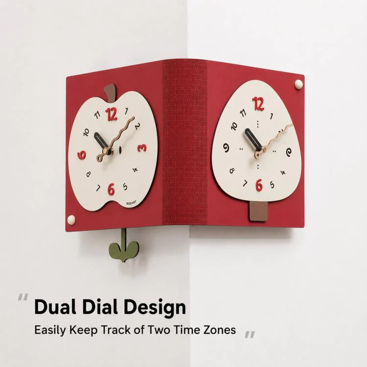 wozoom Living Room Minimalist Double-Sided Wall Clock Corner Decorative Clock, Spec: Red Medium - Image 4