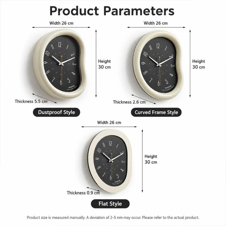 wozoom Living Room Modern Art Wall Clock Minimalist Cream Style Silent Decorative Clock, 尺寸: Framed Cream Brown - Image 9