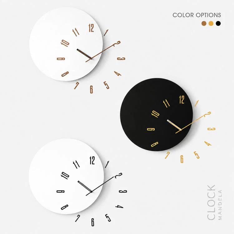 wozoom Living Room Modern Minimalist Wood Silent Decorative Clock(Black+Gold Hands) - Image 2