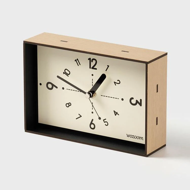 wozoom Living Room Table Clock Ornament Vintage Home Desk Clock(Woodgrain)