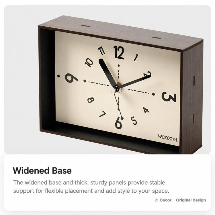 wozoom Living Room Table Clock Ornament Vintage Home Desk Clock(Woodgrain) - Image 4