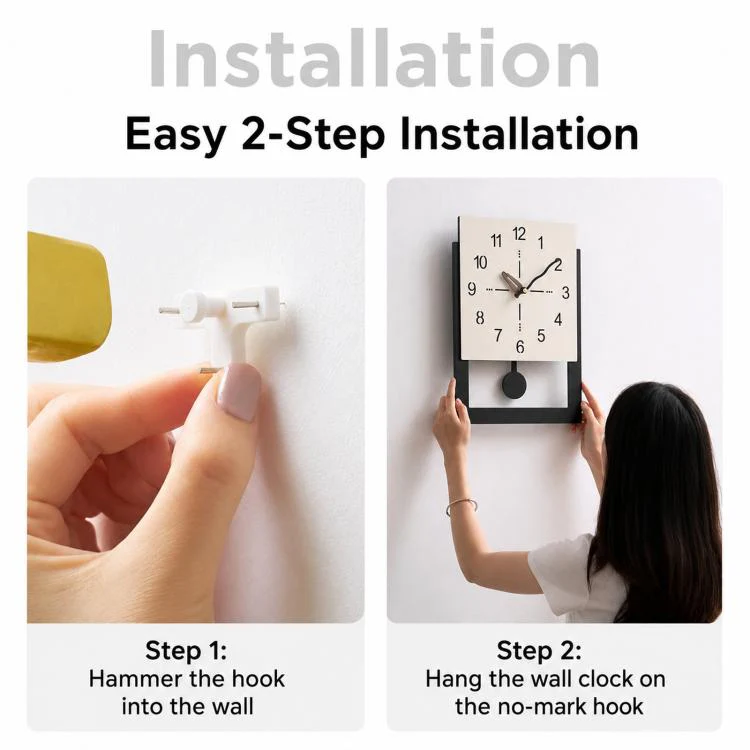 wozoom Minimalist Home Wall Clock Background Wall Decorative Clock, Style: Cream White Standard - Image 5