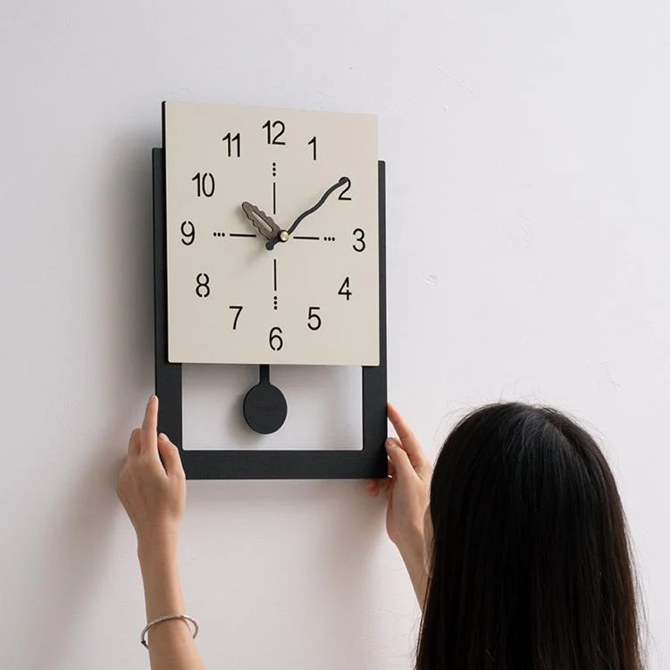 wozoom Minimalist Home Wall Clock Background Wall Decorative Clock, Style: Pearl White Swing - Image 2