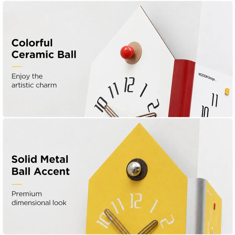 wozoom Modern Corner Double Sided Wall Clock Silent House Shaped Decorative Clock, Spec: White Medium - Image 7