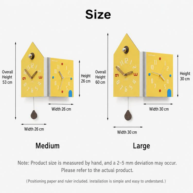 wozoom Modern Corner Double Sided Wall Clock Silent House Shaped Decorative Clock, Spec: White Medium - Image 9