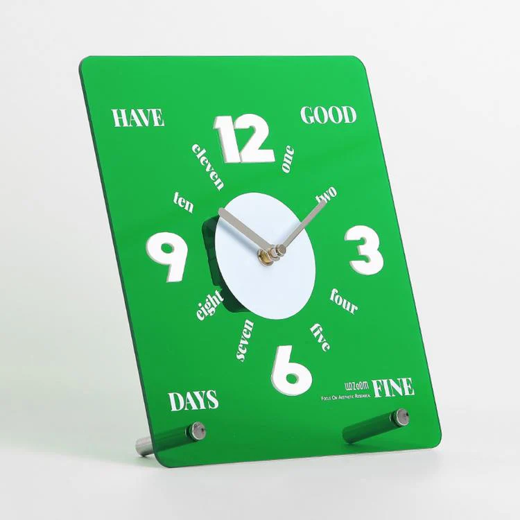 wozoom Modern Minimalist Desk Clock Acrylic Mirror Table Clock With Silent Non-Ticking Quartz Movement(Green)