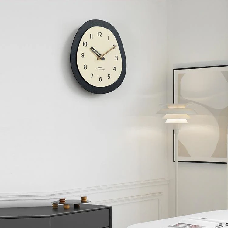 wozoom Modern Oval Wall Clock Silent Non Ticking Walnut Wood Pendulum Decorative Timepiece, Spec: Minimalist Medium