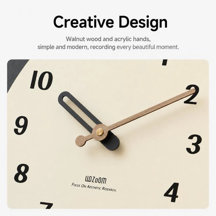 wozoom Modern Oval Wall Clock Silent Non Ticking Walnut Wood Pendulum Decorative Timepiece, Spec: Minimalist Medium - Image 6
