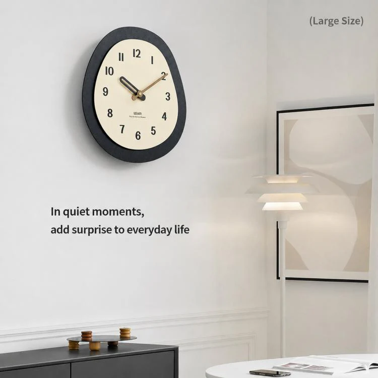 wozoom Modern Oval Wall Clock Silent Non Ticking Walnut Wood Pendulum Decorative Timepiece, Spec: Swinging Medium - Image 3