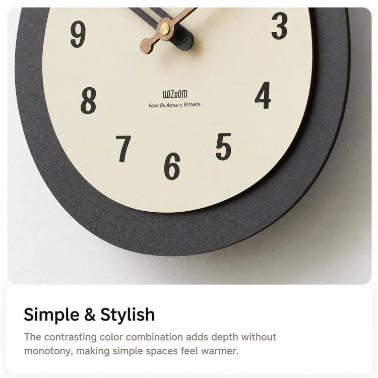wozoom Modern Oval Wall Clock Silent Non Ticking Walnut Wood Pendulum Decorative Timepiece, Spec: Swinging Medium - Image 7