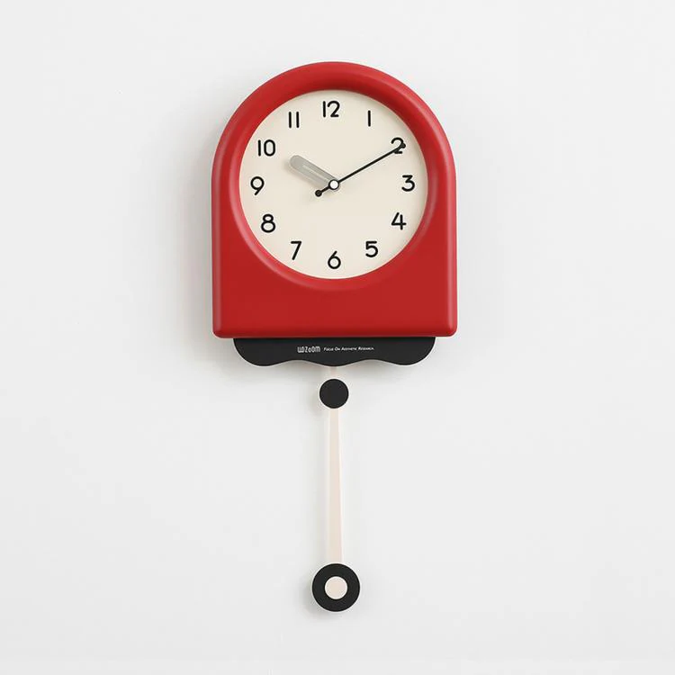 wozoom Modern Pendulum Wall Clock Silent Decorative Cream Style Clocks For Living Room, Spec: Medium Red