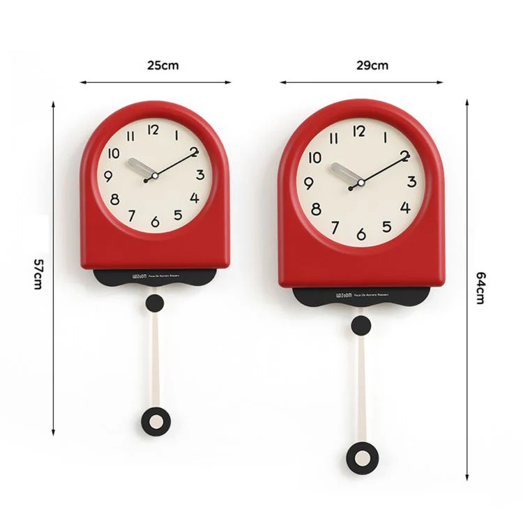 wozoom Modern Pendulum Wall Clock Silent Decorative Cream Style Clocks For Living Room, Spec: Medium Red - Image 8
