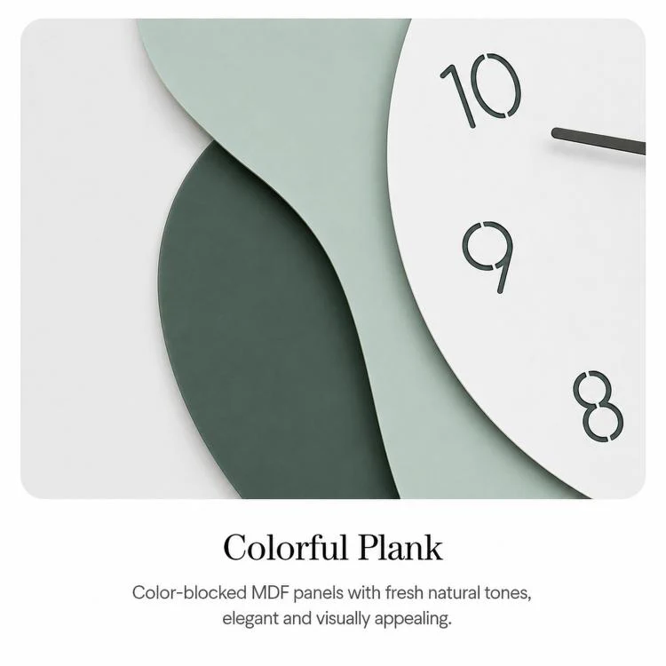 wozoom Modern Wall Clock Silent Wooden Living Room Decorative Clock(Light Brown) - Image 9