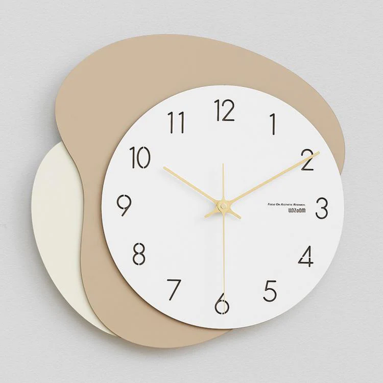wozoom Modern Wall Clock Silent Wooden Living Room Decorative Clock(White)