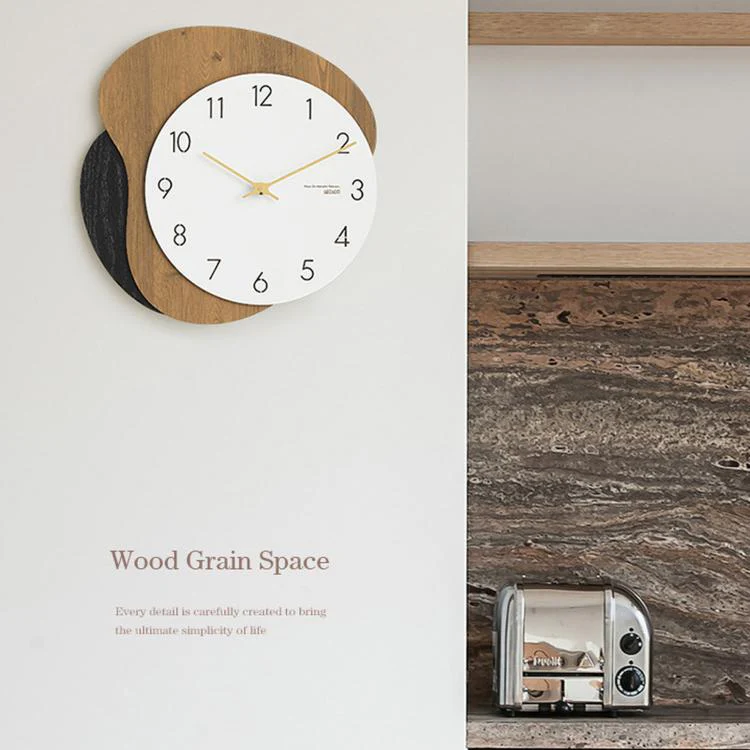 wozoom Modern Wall Clock Silent Wooden Living Room Decorative Clock(White) - Image 4