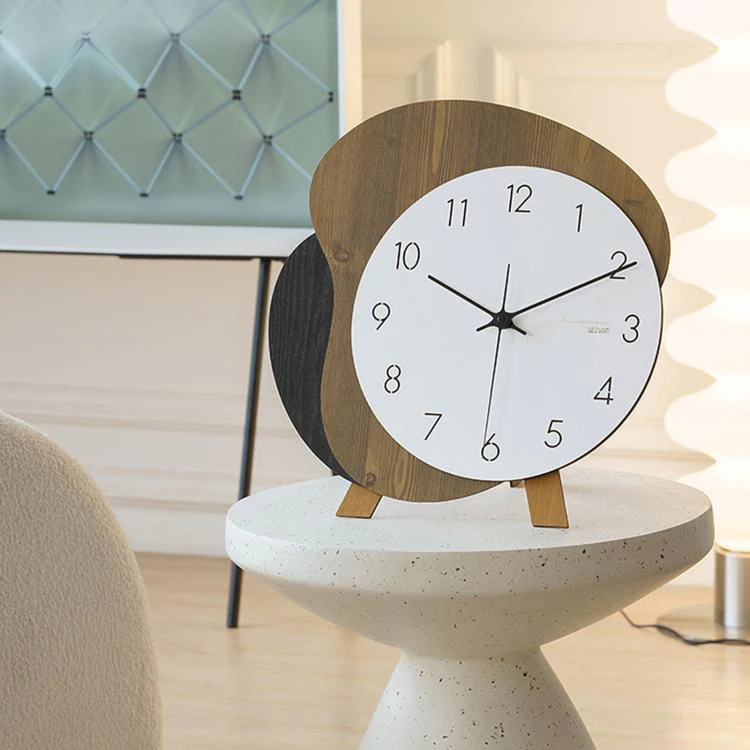 wozoom Modern Wall Clock Silent Wooden Living Room Decorative Clock(White) - Image 5