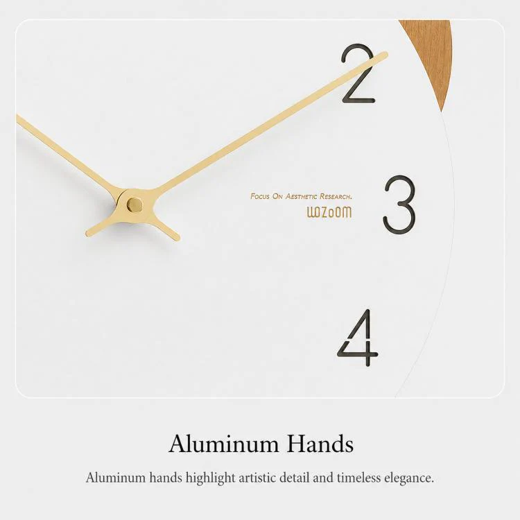 wozoom Modern Wall Clock Silent Wooden Living Room Decorative Clock(White) - Image 7