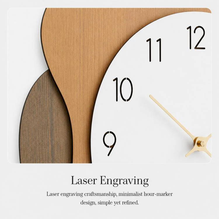 wozoom Modern Wall Clock Silent Wooden Living Room Decorative Clock(White) - Image 8