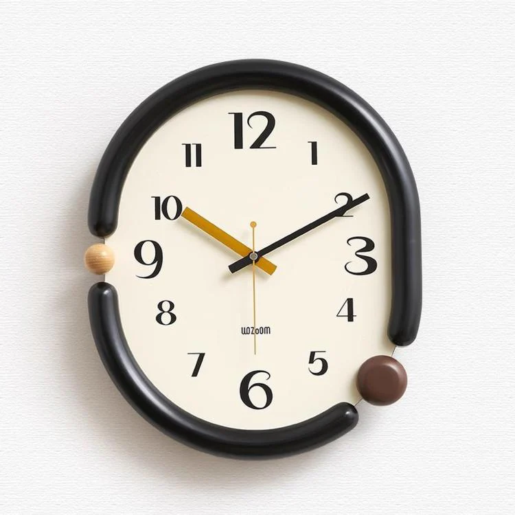 wozoom Retro Oval Wall Clock Silent Decorative Quartz Clock, Spec: 3D Design Aluminum Hands Black