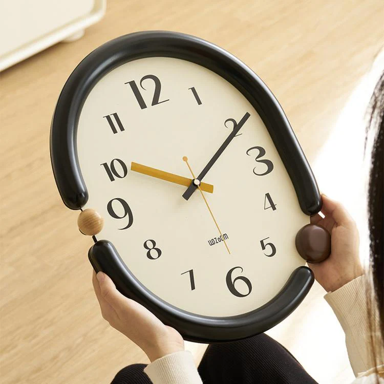 wozoom Retro Oval Wall Clock Silent Decorative Quartz Clock, Spec: 3D Design Aluminum Hands Black - Image 3