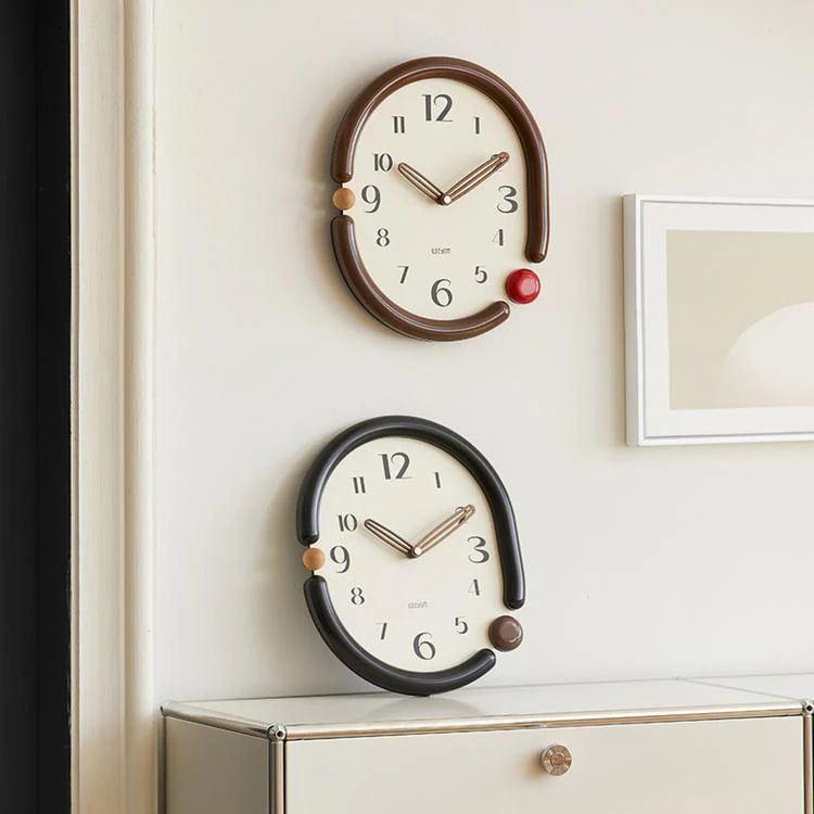 wozoom Retro Oval Wall Clock Silent Decorative Quartz Clock, Spec: 3D Design Aluminum Hands Swinging Brown - Image 2
