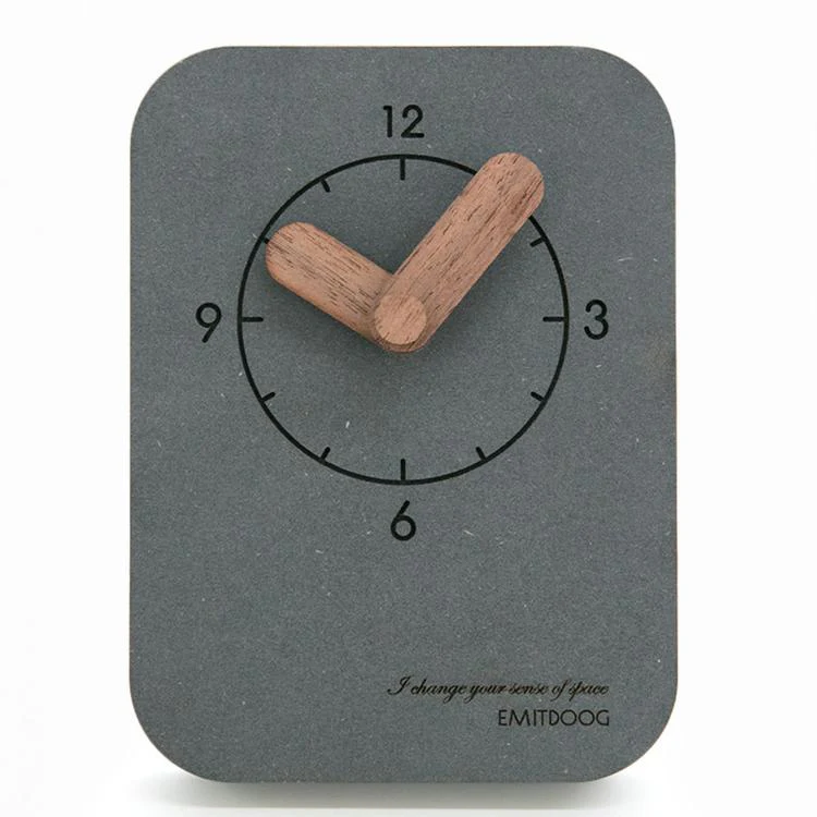 wozoom Silent Desk Clock Small Wooden Table Wall Clock(Black)