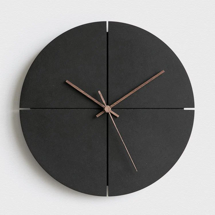 wozoom Silent Modern Wood Pointer Decorative Wall Clock(Black A)