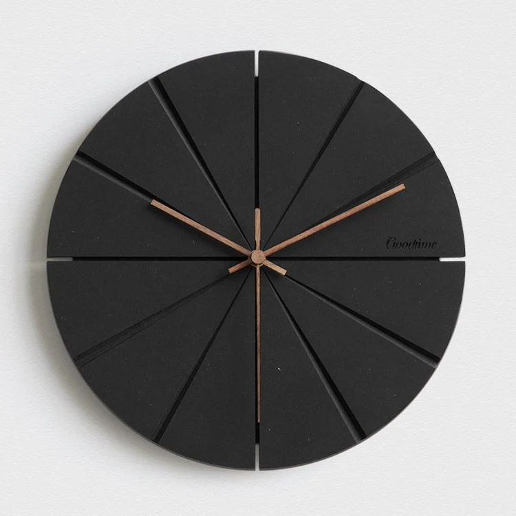wozoom Silent Modern Wood Pointer Decorative Wall Clock(Black C)