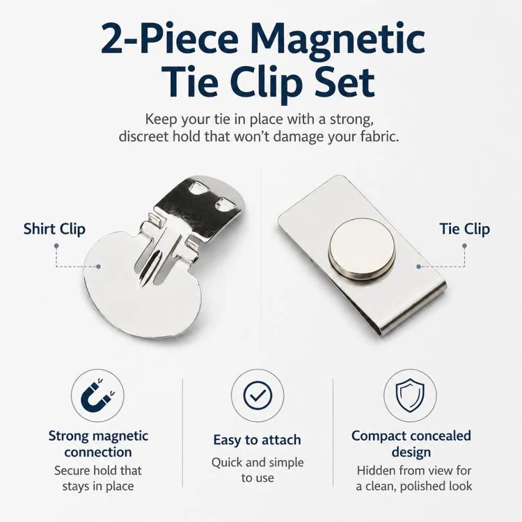 Wrinkle-resistant Automatically Fixed Shirt Magnetic Invisible Tie Clip(Silver) - Image 3