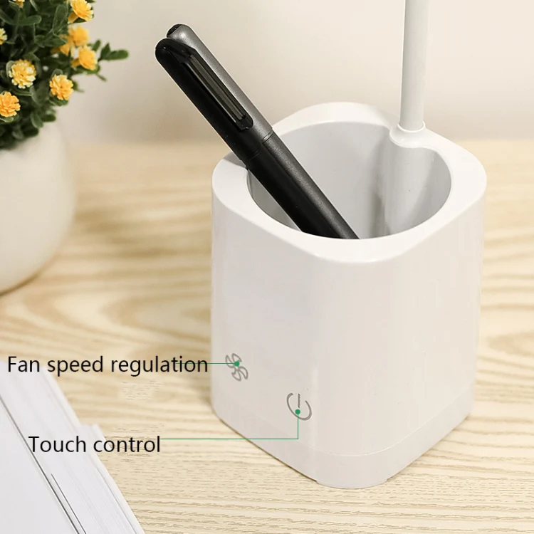 WS-8010 LED Fan Desk Lamp Bedside Desk USB Folding Desk Lamp, Colour: Pen Holder Blue Fan Blade - Image 5