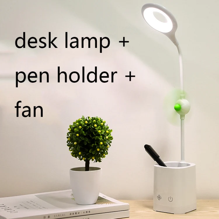 WS-8010 LED Fan Desk Lamp Bedside Desk USB Folding Desk Lamp, Colour: Pen Holder Blue Fan Blade - Image 6