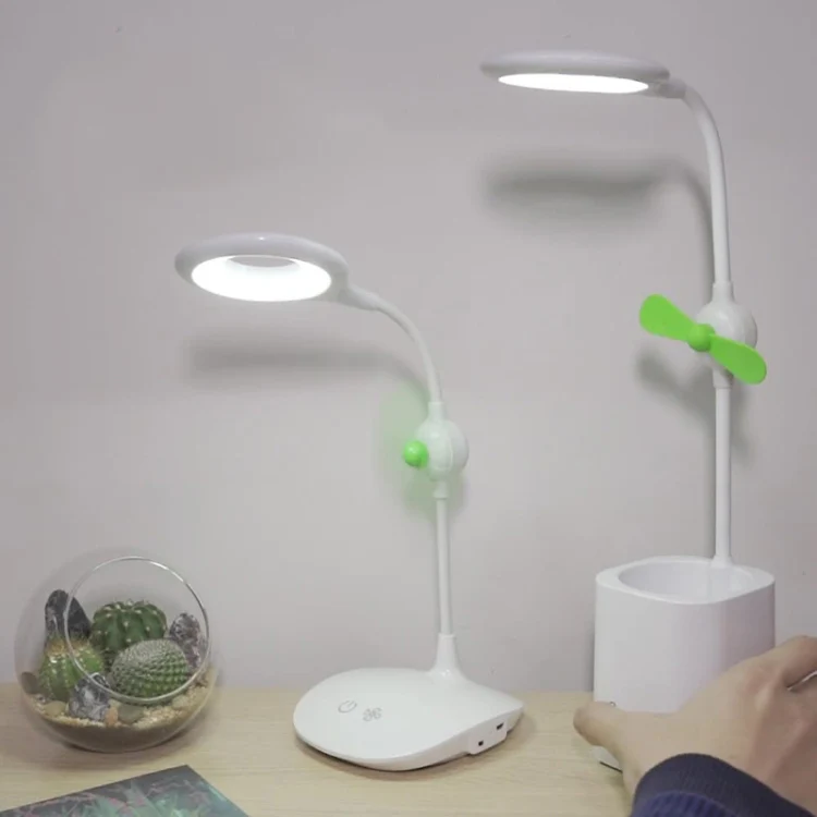 WS-8010 LED Fan Desk Lamp Bedside Desk USB Folding Desk Lamp, Colour: Pen Holder Blue Fan Blade - Image 8