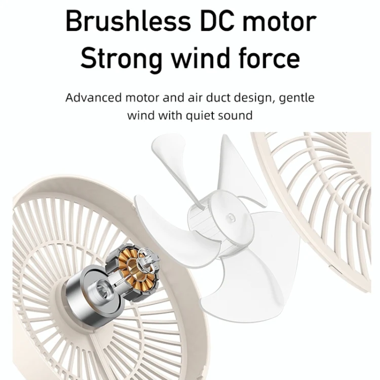 WSK302 4000mAh Swivel Head Wall Mounted Fan with Night Light(Black) - Image 4