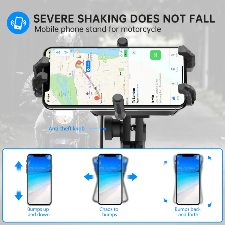 WUPP CS-1848B2 15W Motorcycle Wireless Fast Charging Phone Navigation Holder, Style:Handlebars - Image 3