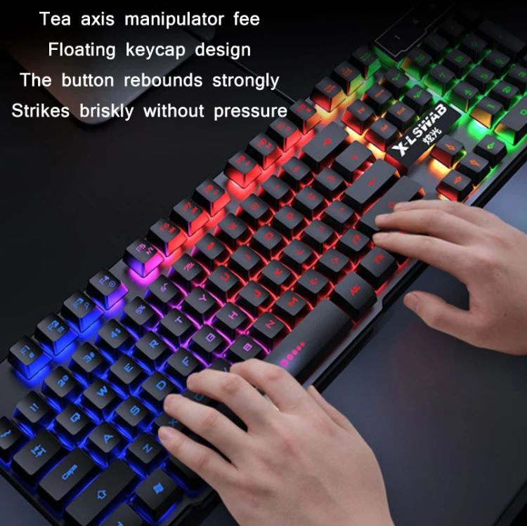 X-L SWAB GX50 Computer Manipulator Feel Wired Keyboard + Macro Programming Mouse, Color: Black Ice Blue - Image 7