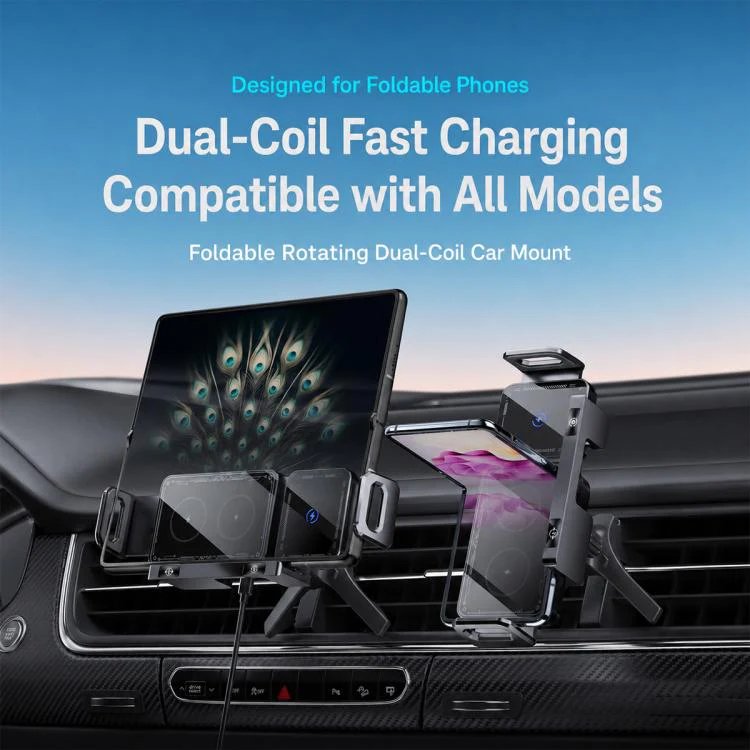 X06 Foldable Screen 15W Wireless Charger Rotating Navigation Bracket(Only Grey Bracket) - Image 2
