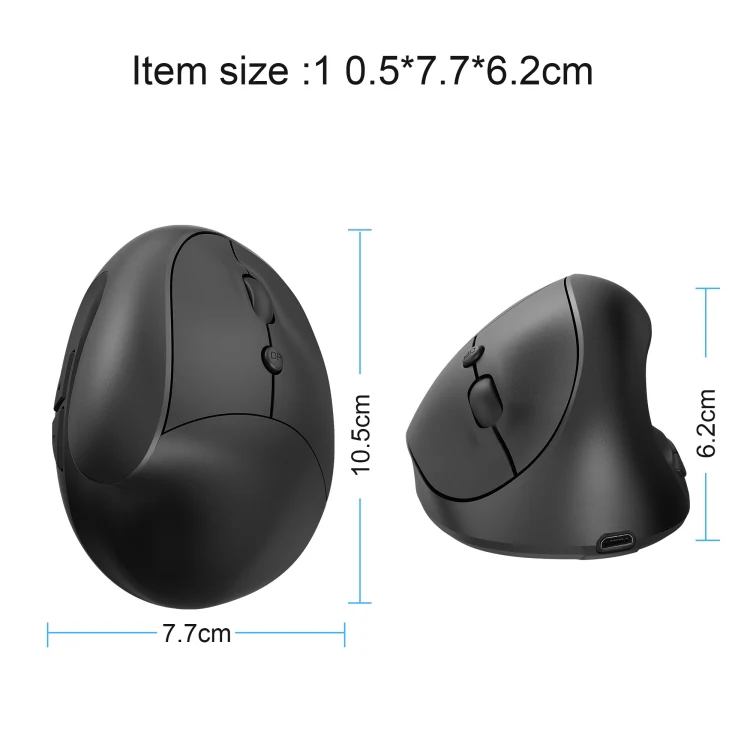 X10 2.4G Wireless Rechargeable Vertical Ergonomic Gaming Mouse(Black) - Image 2