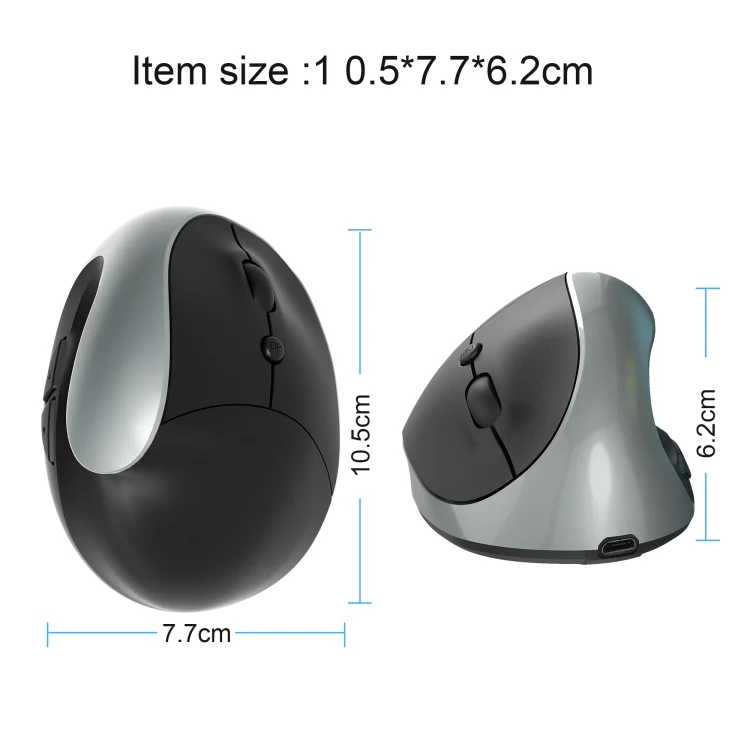 X10 2.4G Wireless Rechargeable Vertical Ergonomic Gaming Mouse(Grey) - Image 2