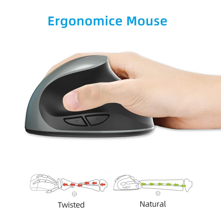 X10 2.4G Wireless Rechargeable Vertical Ergonomic Gaming Mouse(Grey) - Image 3