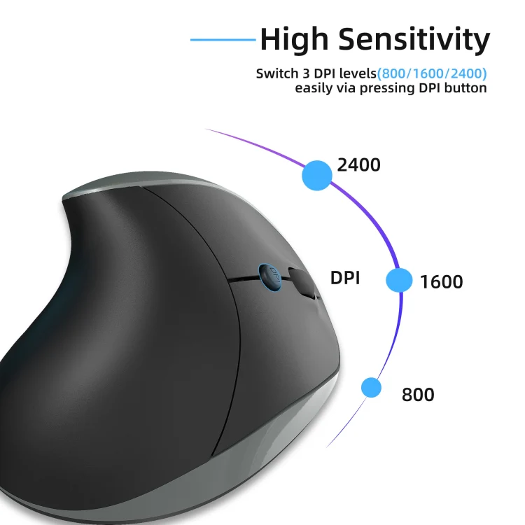 X10 2.4G Wireless Rechargeable Vertical Ergonomic Gaming Mouse(Grey) - Image 4