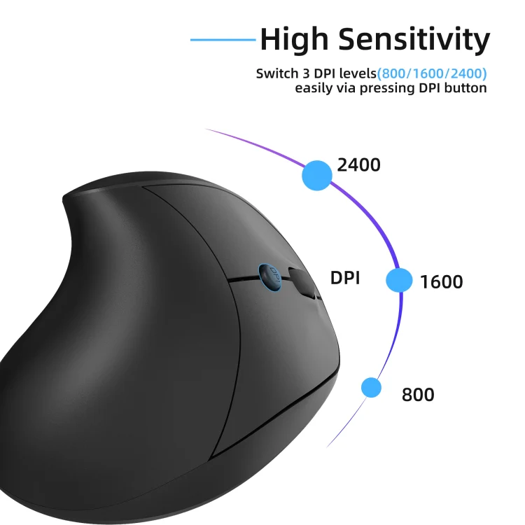 X10 2.4G Wireless Vertical Ergonomic Gaming Mouse(Black) - Image 4