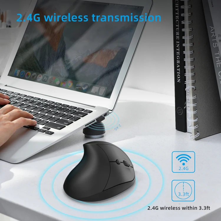 X10 2.4G Wireless Vertical Ergonomic Gaming Mouse(Black) - Image 7