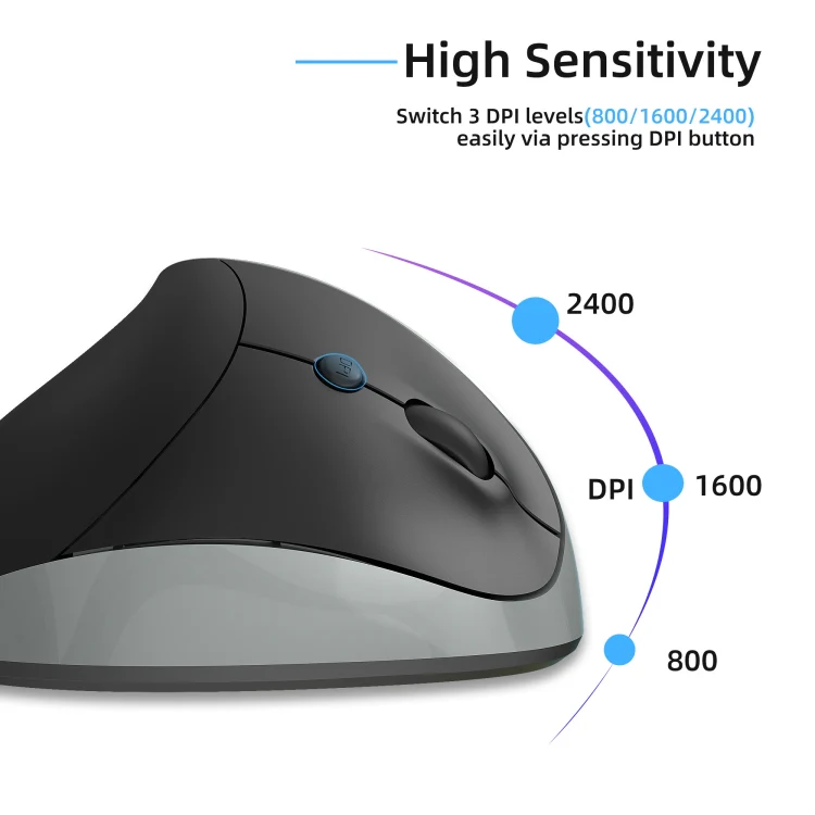 X10 2.4G Wireless Vertical Ergonomic Gaming Mouse(Grey) - Image 4
