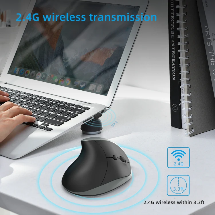 X10 2.4G Wireless Vertical Ergonomic Gaming Mouse(Grey) - Image 7