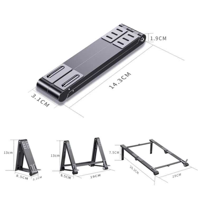 X23 3 In 1 Portable Storage Foldable Aluminum Phone Tablet Stand(Silver) - Image 3